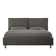 BS COM Letto matrimoniale senza rete imbottito 160x190 microfibra grigio