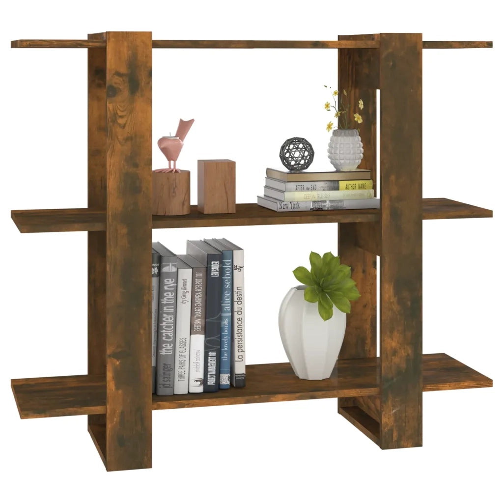 Libreria Divisorio-Scaffale per Libri-Mobile di Stoccaggio Rovere Fumo 100x30x87 cm
