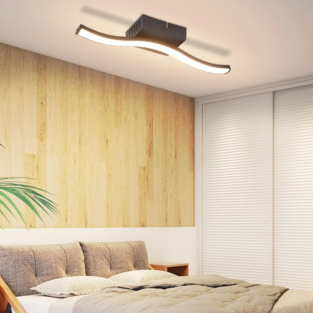 ZMH Lampada da soffitto plafoniera LED moderna design ondulato nero 3000K per soggiorno corridoio cucina