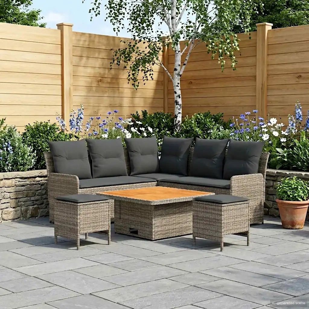 Set di Mobili 6 pcs Grigio e Grigio Scuro Rattan in PE 3422183