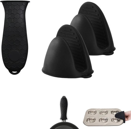 Manopole per forno resistente al calore - Silicone 240°C - Antiscivolo - Durissime - 3 pezzi - Flessibili e impermeabili - Manopole per cucina