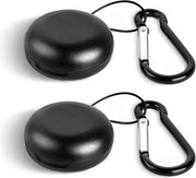 Due coppe di protezione per auricolari beveabili a forma di chiave con clip per chiavi - mini borsa di trasporto per viaggi di lavoro (nero)