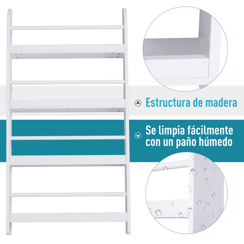 Libreria a Parete per Bambini con 4 Ripiani ¨C Zephmum ¨C Bianco 59x12x113cm