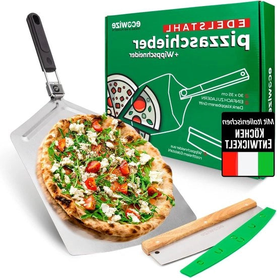 Spiedino per pizza in acciaio inox con manico pieghevole - XXL formato - 30 cm x 35 cm - extra grande