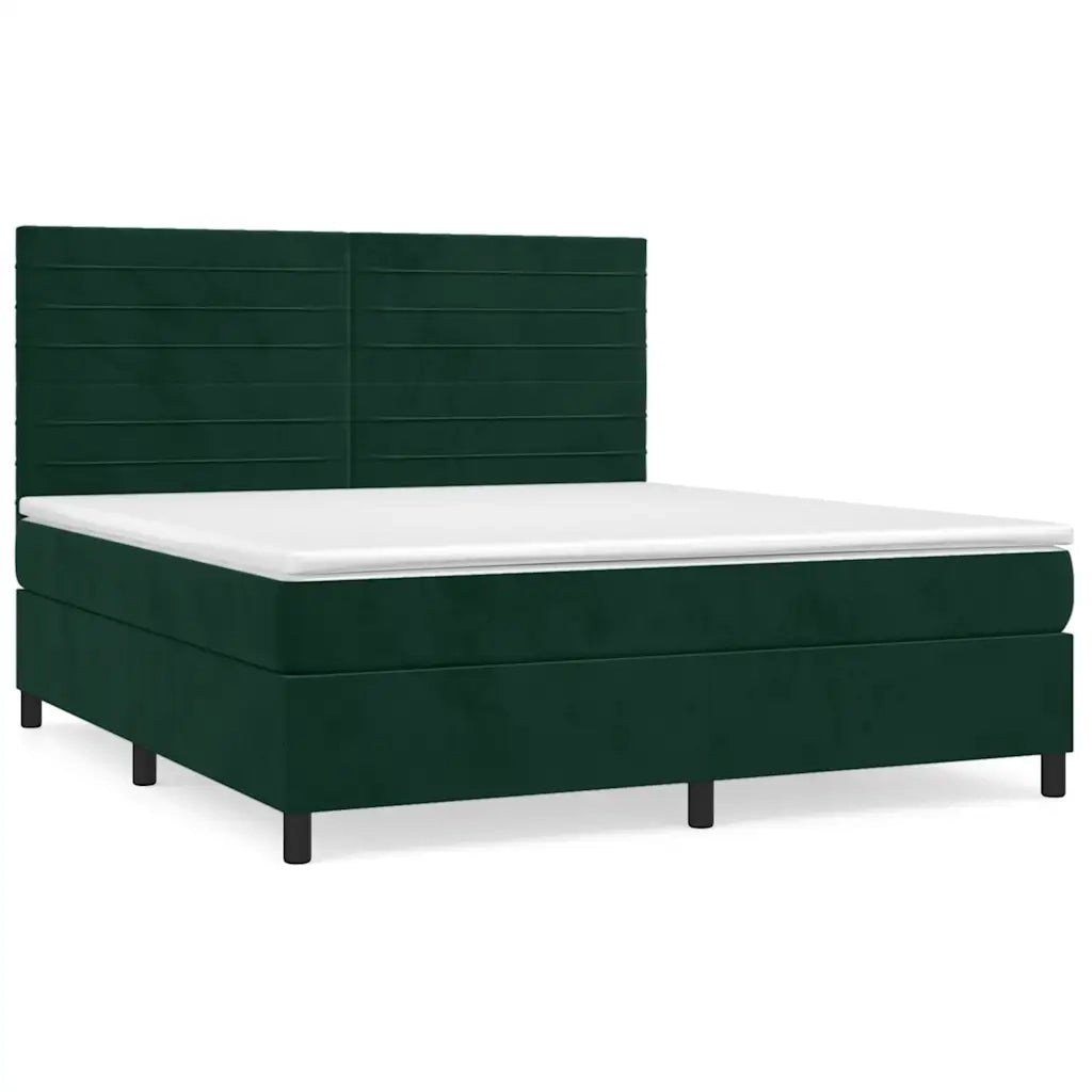Giroletto a Molle con Materasso Verde Scuro 160x200 cm Velluto