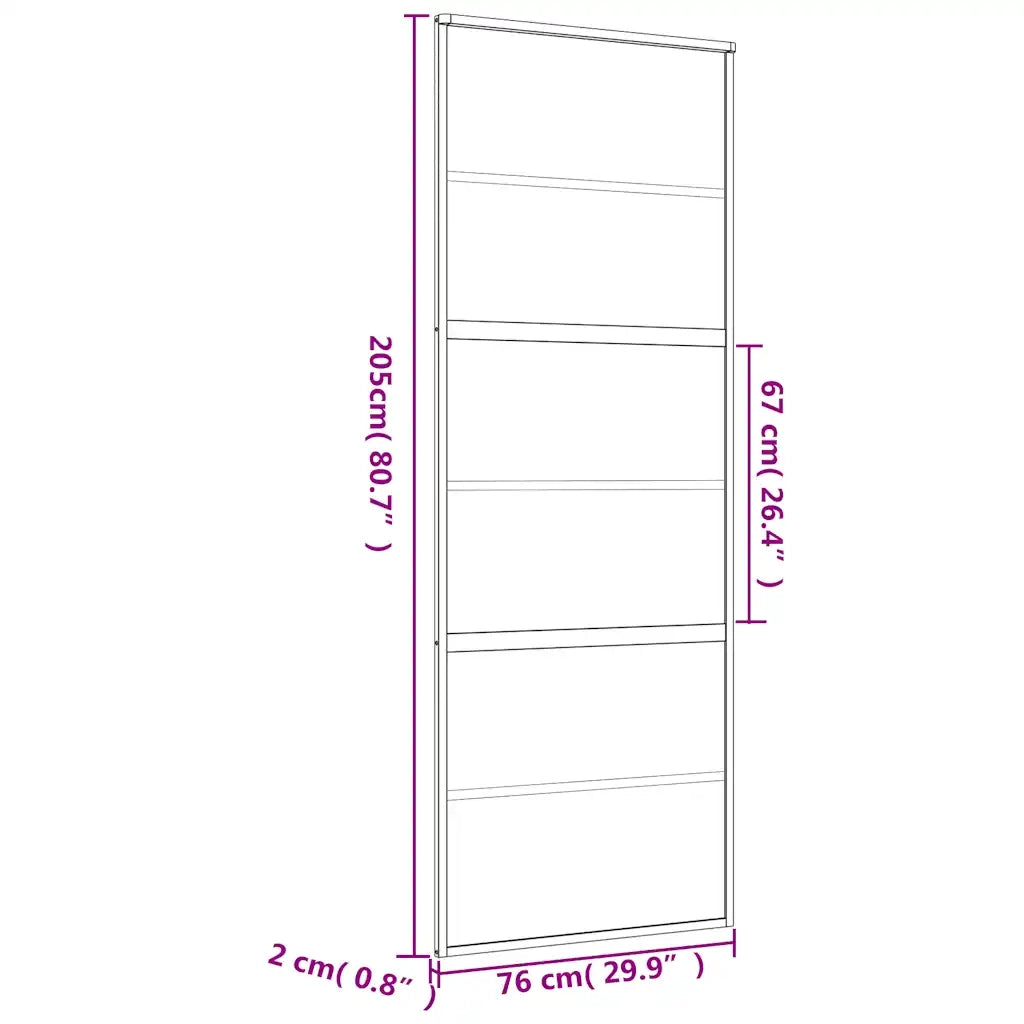 Porta Scorrevole Dorata 76x205 Vetro Trasparente ESG Alluminio 155160