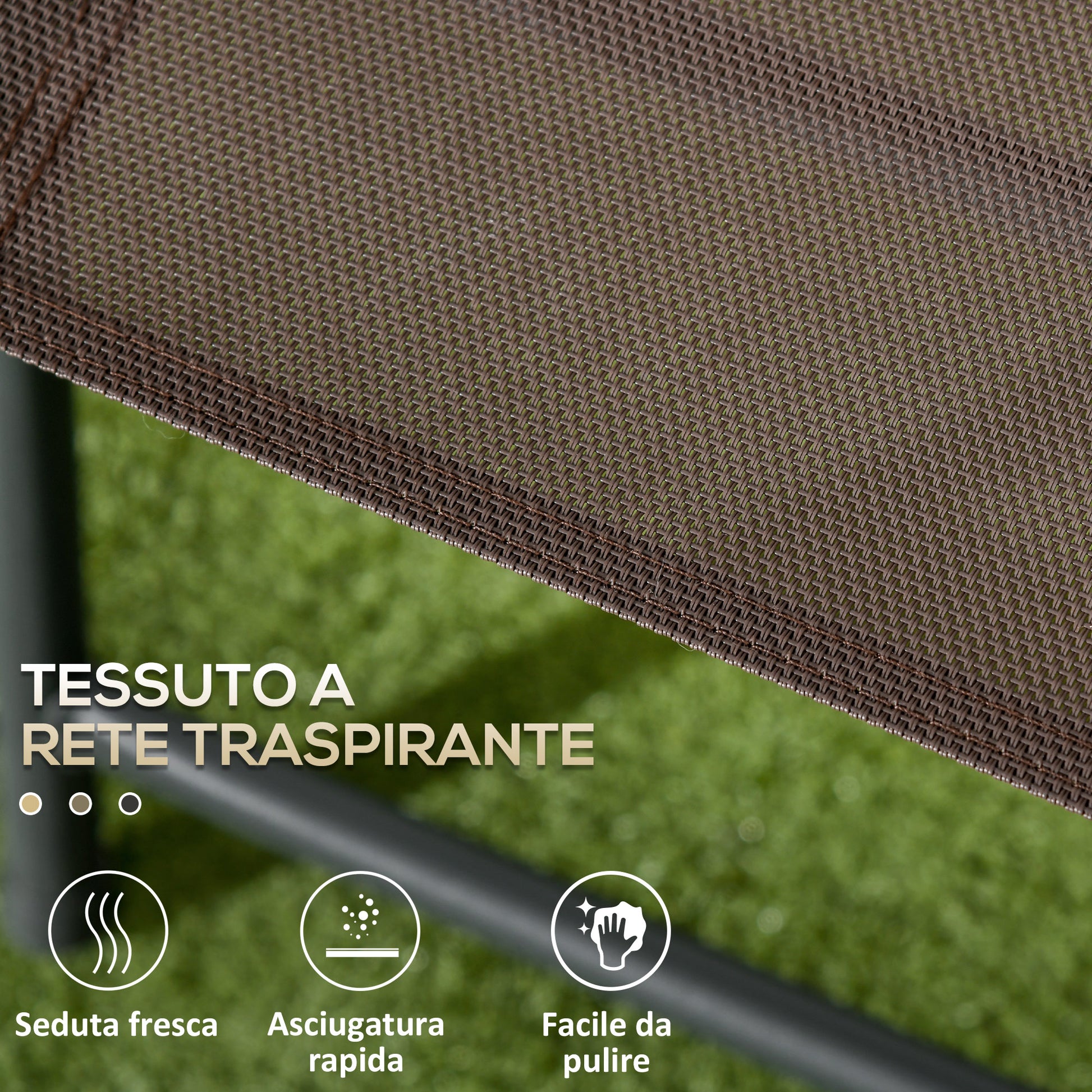 Set 3 Pezzi da Giardino con 2 Sedie 53,5x64x93 cm e Tavolino da Caffè Ø45x50 cm in Metallo Marrone