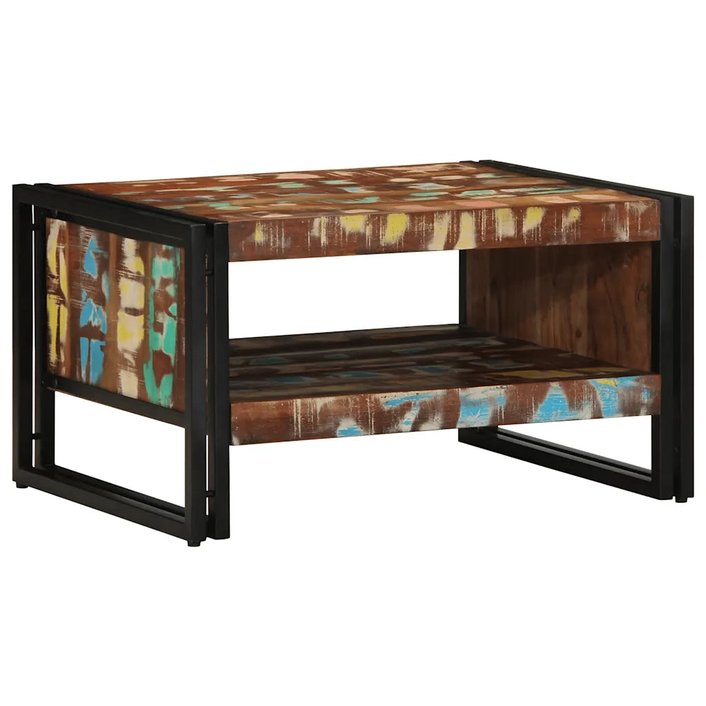 Tavolino Salotto-Tavolino da soggiorno-Tavolo Multicolore 70x50x38cm Legno Massello Recupero 984785