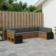 Set di divani da esterno 10 pcs Naturale e Antracite Poliestere