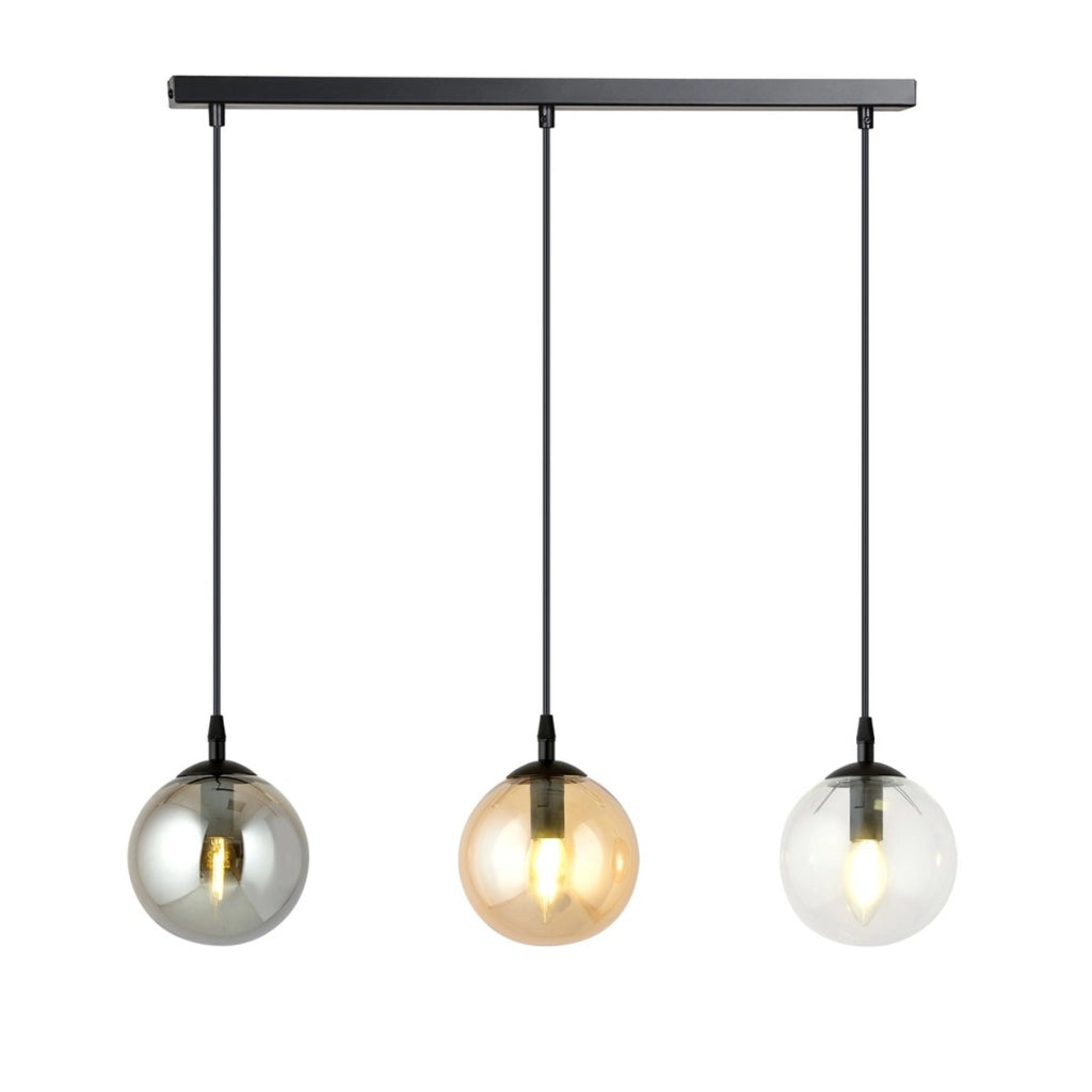 Lampada a sospensione Cosmo in acciaio e vetro colorato