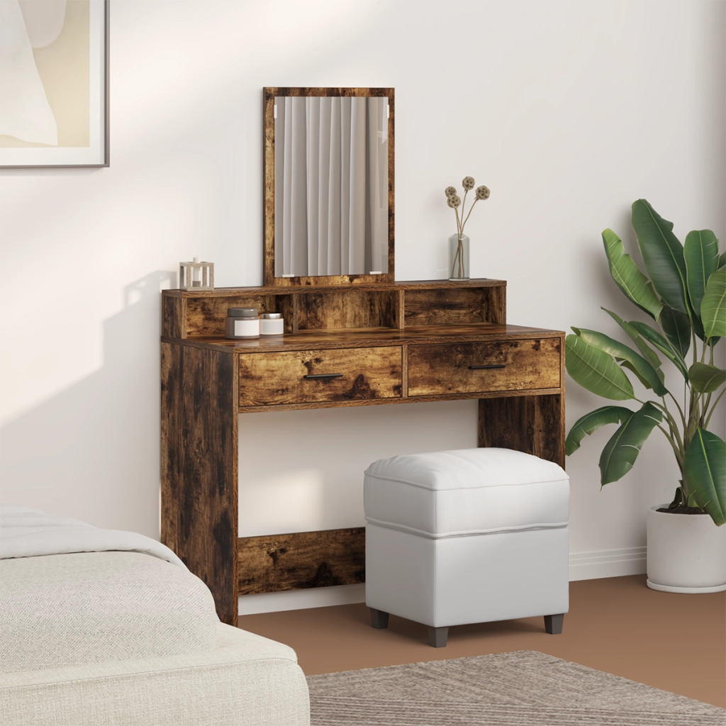 Tavolo da toeletta  con cassetti in rovere affumicato 100x41x140 cm