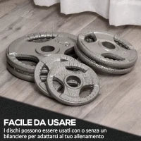 Set di 6 Dischi Pesi per Bilanciere e Manubri 2.5-35KG, Dischi palestra in Acciaio con Foro 50 cm, Ideali per Bilancieri Olimpionici, Argento