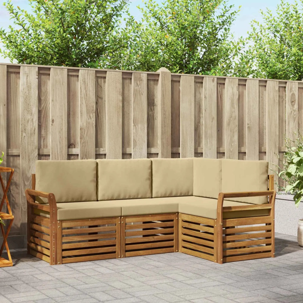 Set di divani da esterno 4 pz Naturale e Beige Poliestere 3374733