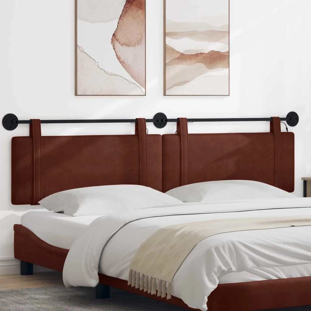 Testiera sospesa Con luce LED Marrone Lucido PU Antico