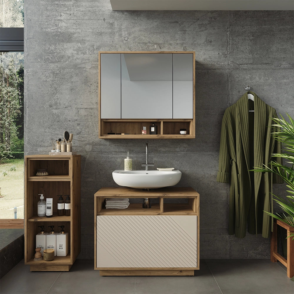 Set mobili bagno Beatrice Cachemire/Rovere artigianale Vicco