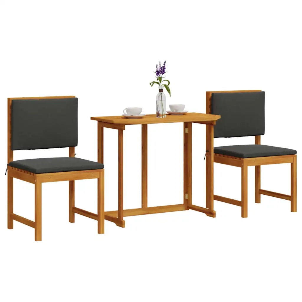 Set Bistro da Giardino 3 pcs Marrone Legno di Acacia Massello 3329112