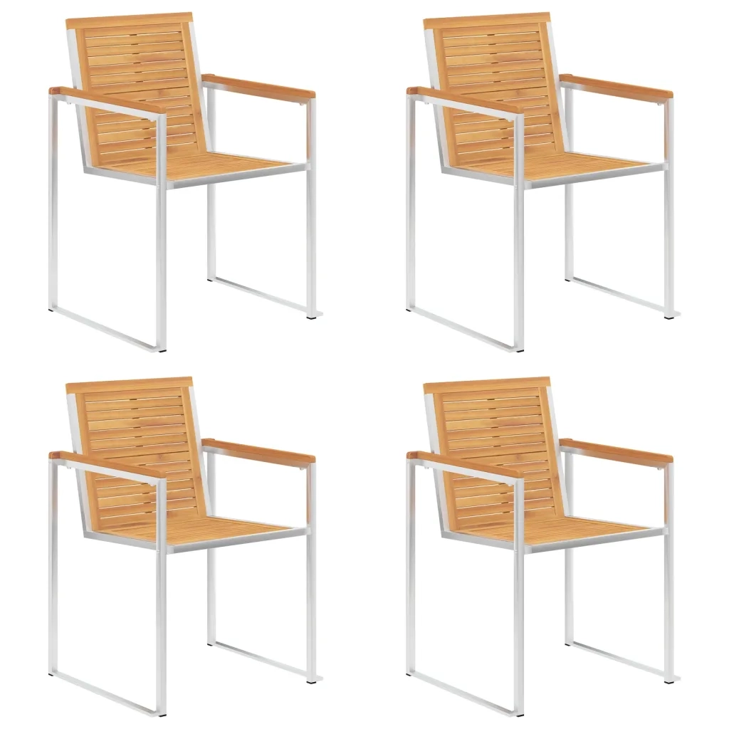 Sedie da Giardino con Cuscini 4 pz in Legno Massello di Teak cod mxl 24244