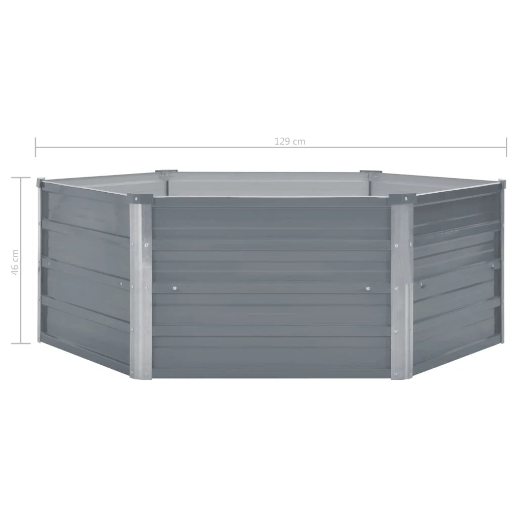 Fioriera rialzata per piante e fiori giardino 129 x 129 x 46 cm acciaio zincato grigio 02_0000790