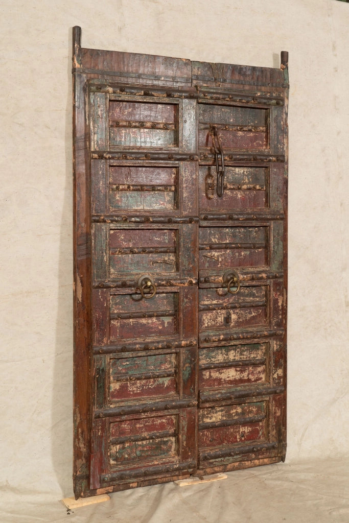 Biscottini Porta portone in legno massello e ferro da interno o da esterno vecchia e antica medievale scorrevole