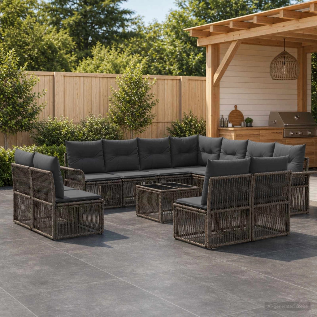 Set Divano da Giardino 12 pz Grigio polyrattan 3434867