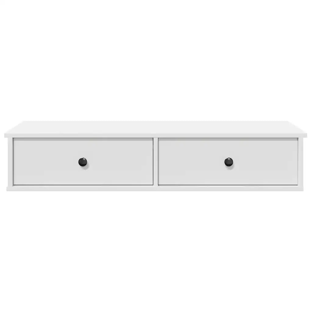 Scaffale a Parete con Cassetti Bianco 100x37,5x19 cm Truciolato 859959