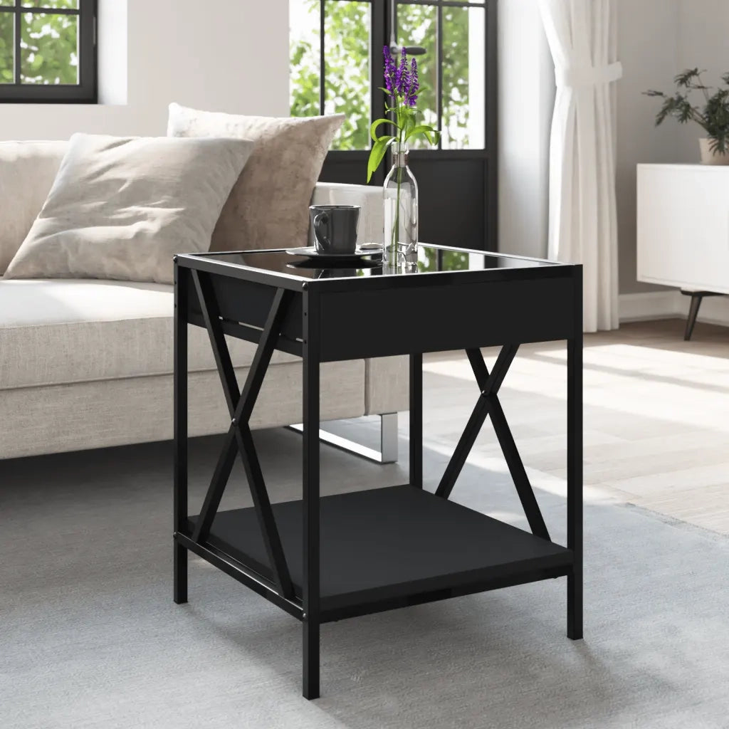 Tavolino da Salotto con LED Infinity Nero 40x40x49 cm 847692