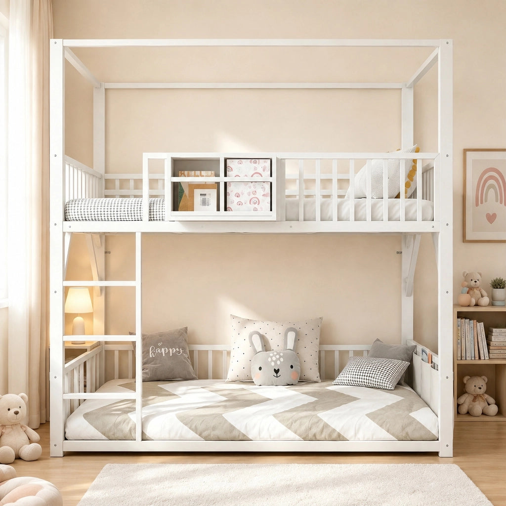 Letto a soppalco per bambini ¨C Minimal ¨C bianco metallo 90x200cm