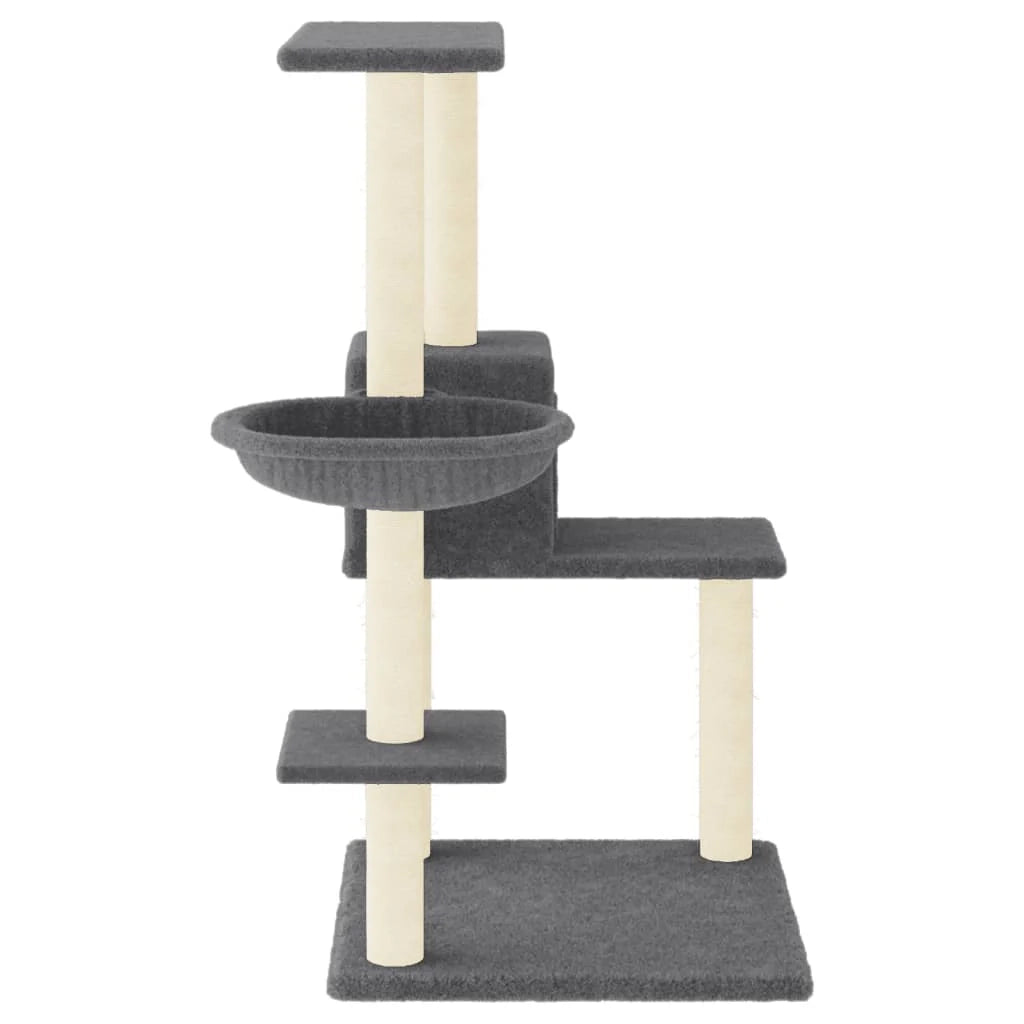 Tiragraffi per gatti torre per arrampicata giocattolo piattaforma per arrampicata con tiragraffi in sisal scuro 95 cm grigio 02_0022718