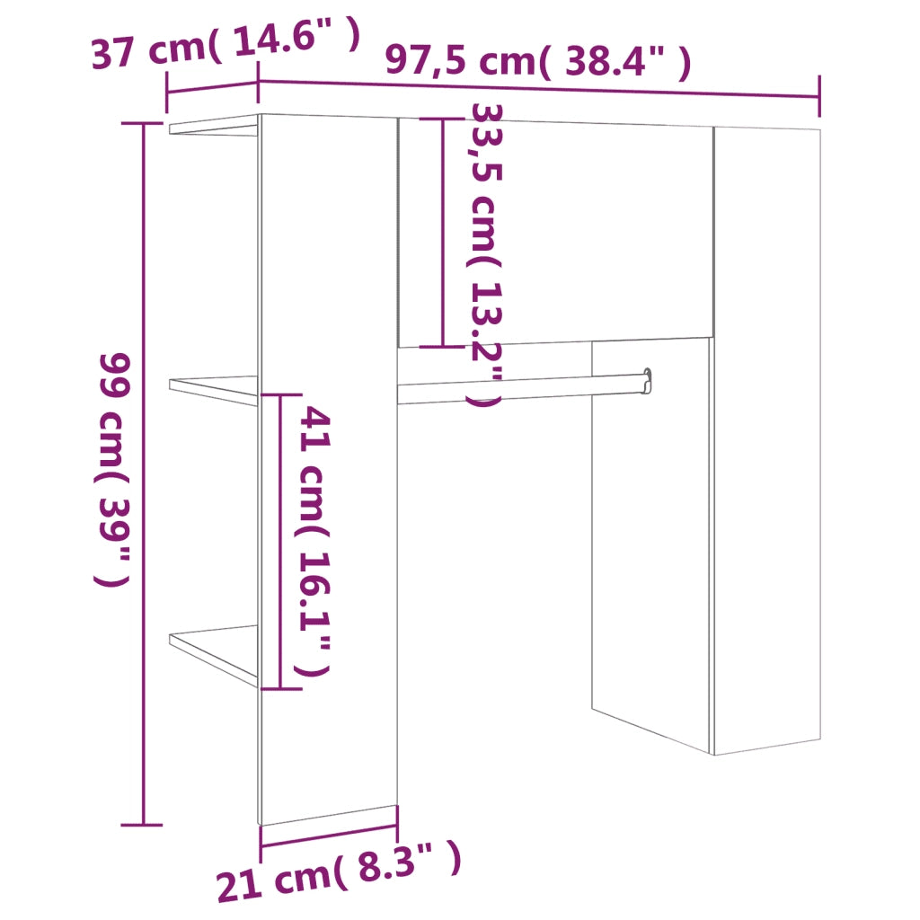 Scaffale Ingresso Rovere Sonoma 97,5x37x99 cm Legno Multistrato 808768