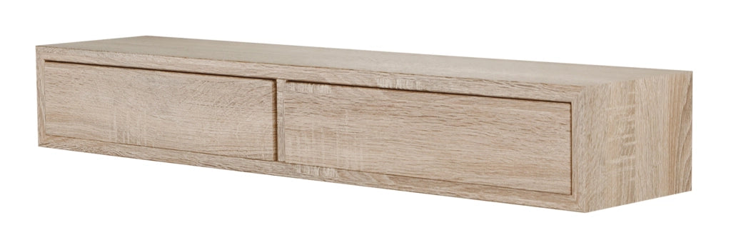 Mensola da Parete con 2 Cassetti 88,2x13,4x20 cm in Fibra di Legno Domino Rovere Sagerau