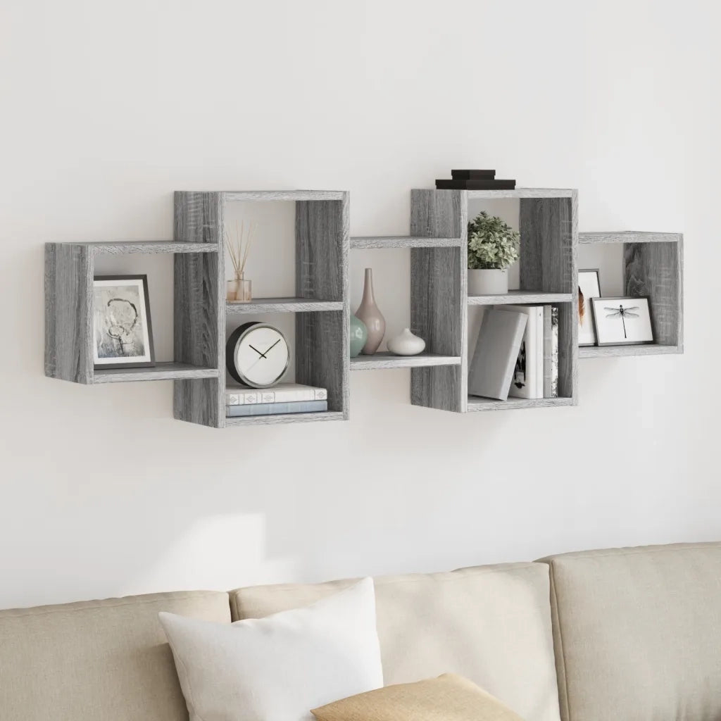 vidaXL Mensola a Muro Grigio Sonoma 129x18x42 cm in Truciolato