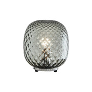 Lampada da Tavolo Oban Cromo con Vetro Soffiato a Mano Effetto Balloton Petrolio - E27 75W 230V - Rossini Group
