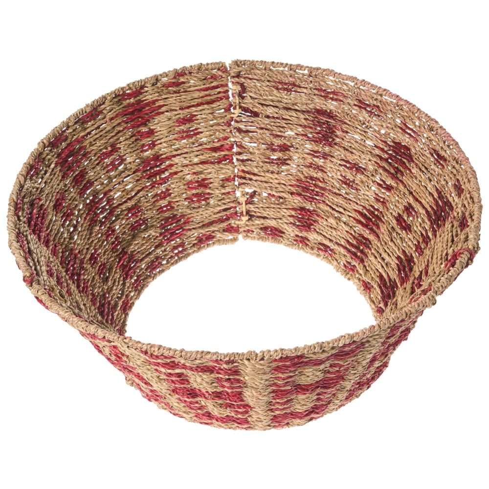 CopriBase dell'albero di Natale in alghe naturali con accessori tondi rossi ⌀ 52 cm fatti a mano