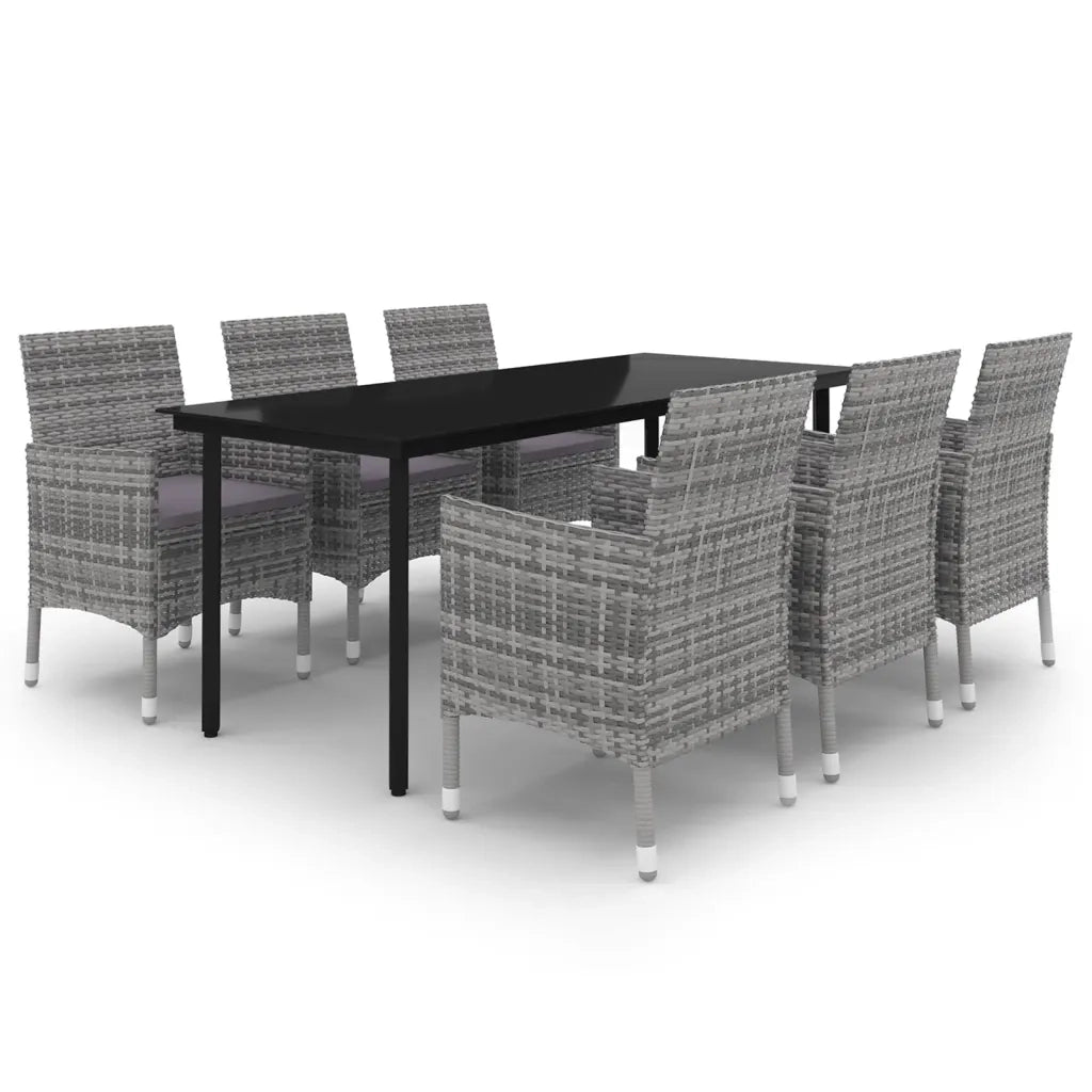 Set da Pranzo da Giardino 7 pz e Cuscini in Polyrattan e Vetro cod mxl 39914