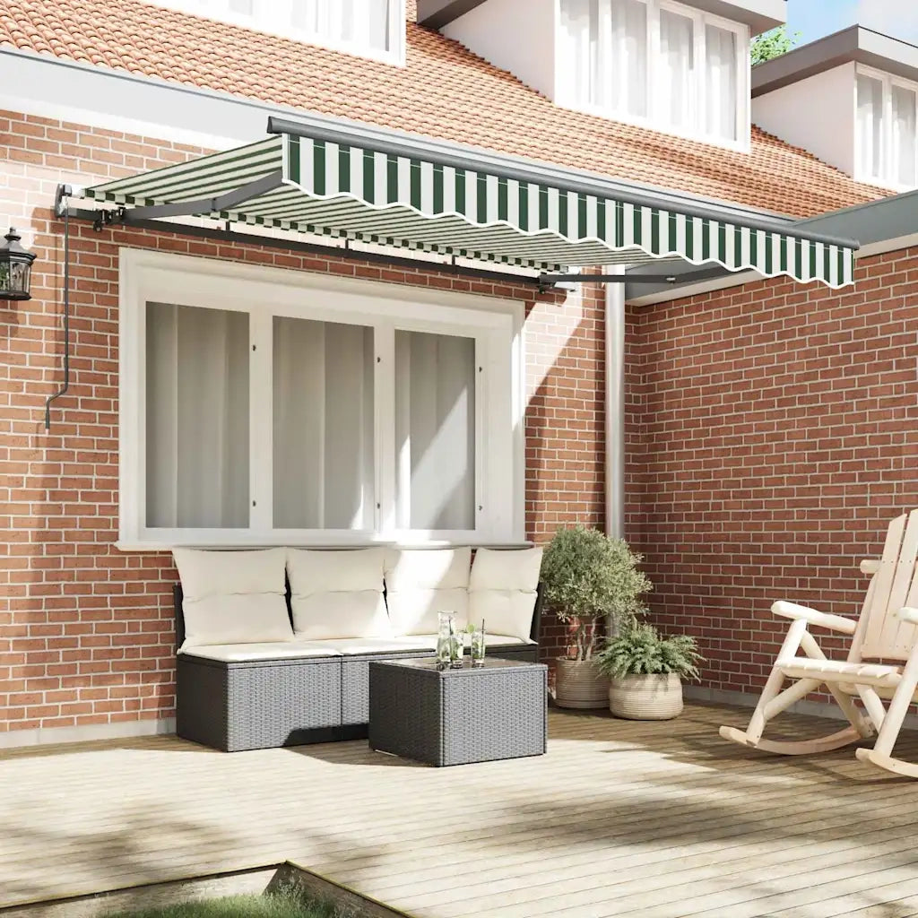 vidaXL Tenda Retrattile Verde e Bianco 300 x 200 cm
