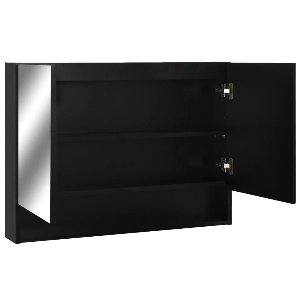 Mobiletto a specchio da bagno a LED 80 x 15 x 60 cm MDF nero 02_0006734