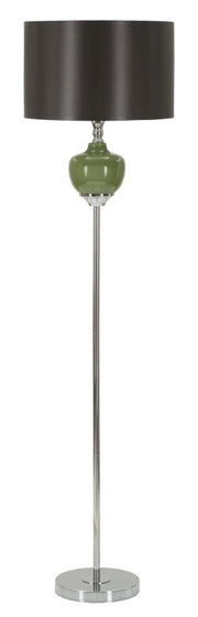 Lampada da Terra Eva One Ø40x160 cm in Vetro e Ferro e Tessuto Verde e Grigio