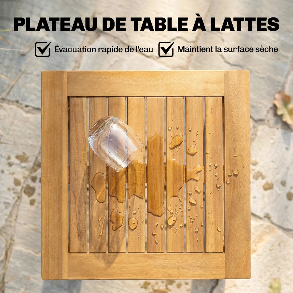 Tavolo da giardino quadrato in acacia massello ¨C Minimal ¨C 48x48x46 cm, naturale