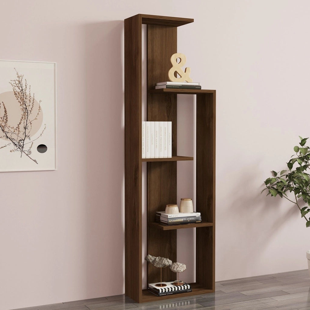 Biblioteca Fiesole, Libreria 3 Ripiani, 50x20x160h cm Marrone Noce