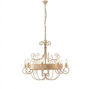 Lampadario Rustico Baltimora Metallo Avorio Oro 8 Luci E14