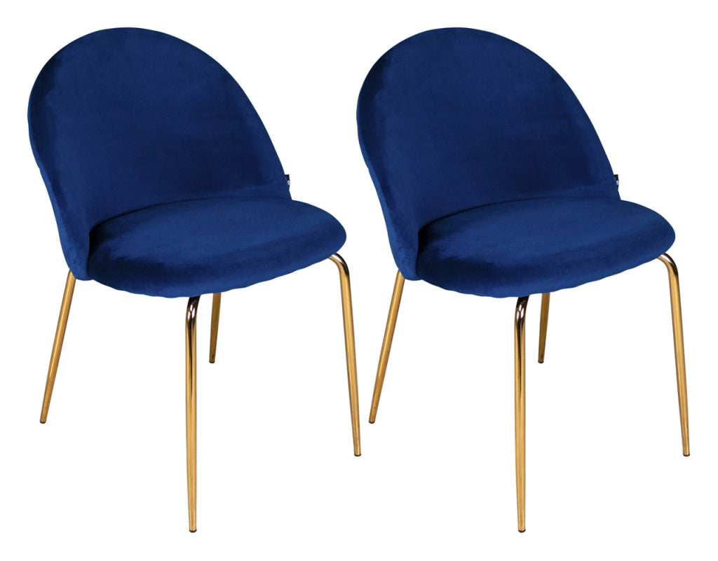 Sedia da pranzo imbottita in velluto blu (2 pz) - Nicole - SD07NIG
