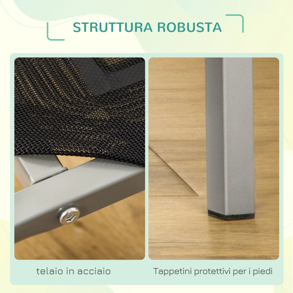 Lettino per Cani Rialzato ¨C Zephmum ¨C Nero e Argento, Metallo e Tessuto, 90x65x20