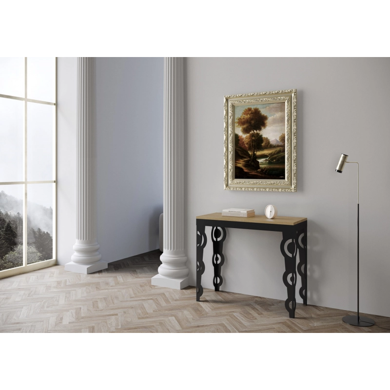 Consolle allungabile 90x40/300 cm Karamay Evolution telaio Antracite - Quercia Natura