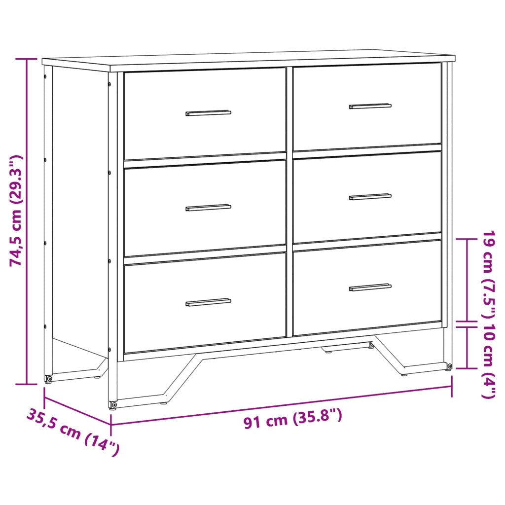 vidaXL Cassettiera Nera 91x35,5x74,5 cm in Truciolato