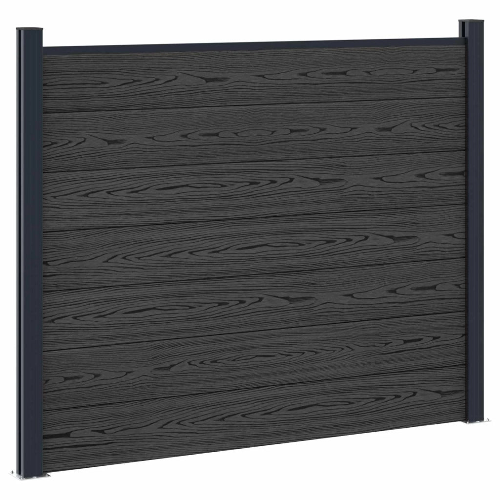Pannello di Recinzione 3 pcs WPC e Alluminio Nero 3429476