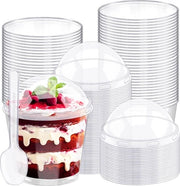 Dessertbekers in Plastica con Coperchio 200 ml - 50 Pezzi - Coppe Dessert Reutilizzabili - Coppe da Servire per Matrimoni e Compleanni - Picnic e Feste Estive