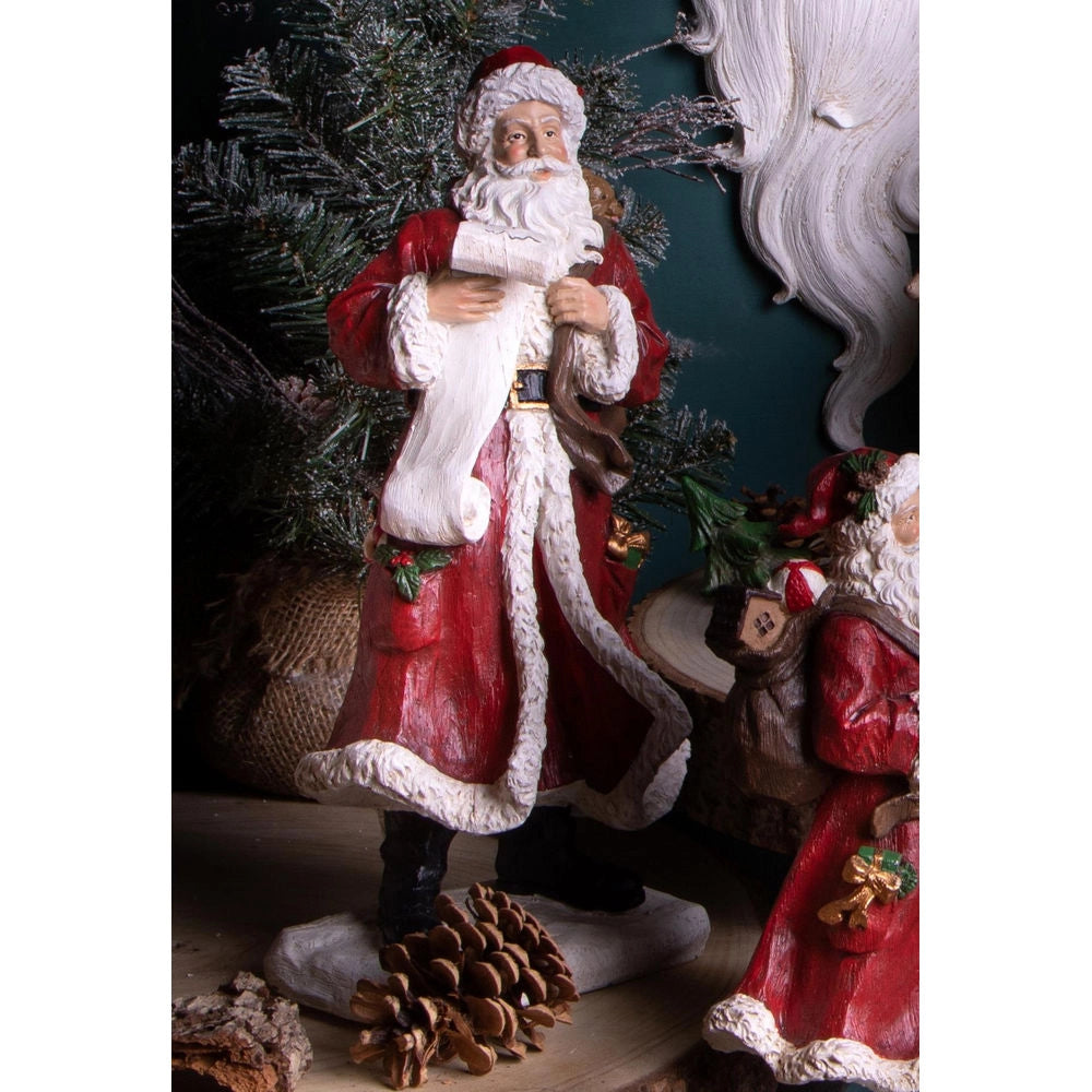 Babbo Natale con Pergamena Decorazione Natalizia in Resina 33 cm