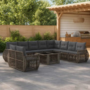 Set Divano da Giardino 11 pz Grigio e Grigio Scuro polyrattan 3436967