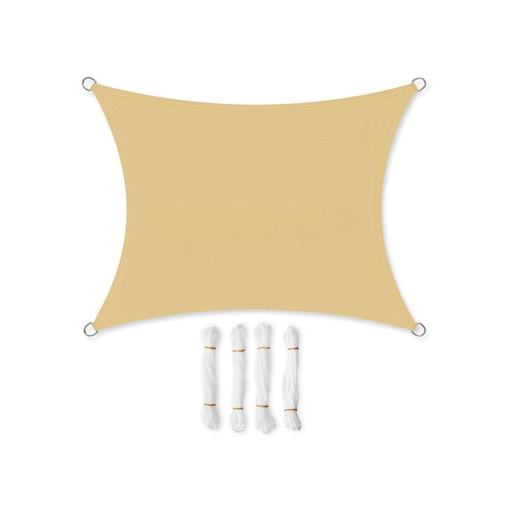Vela ombreggiante 3 x 4 m idrorepellente protezione UV 93% in poliestere antistrappo resistente alle intemperie per terrazzo giardino campeggio sabbia 12_0001733