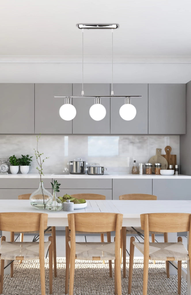 Lampadario Candellux ODEN 3xG9 cromato vetro bianco